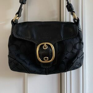 Vintage Coach Bleecker Black Monogram Canvas Shoulder Bag